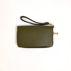 A New Day- Olive Green Wristlet Wallet w/ Zip Around